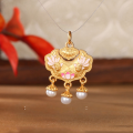 wholesale Metal material first: s925 ancient method silver gold-plated fittings, enameled "Ten Miles of Red Dowry" small lock, pearl dangle, koi fish peace lock pendant DIY-0-5