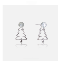 wholesale 925 Sterling Silver Christmas Tree Earrings for Women, European and American Ins Style Hollow Christmas New Earrings, Minimalist Design Earring Wholesale-0-0
