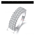 wholesale S925 Sterling Silver Plated with 18K Gold Three-Row Diamond Ring Luxuriously Set with Moissanite Ladies' Ring-0-5