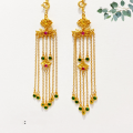 wholesale S925 Gold-Plated Red and Green Tassel Fringe Accessory Bracelet Necklace Charms DIY Handcraft Spacer Bead Semi-Finished Products-0-3