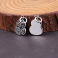 wholesale Sterling silver small pendant Thai silver gourd longevity lock necklace charm for women DIY bracelet accessory-0-3
