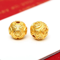 wholesale Sand Gold Color-Preserving Eight Directions Wealth Coin Round Bead Accessory Ancient DIY Six Mantra Separator Bead Lucky Bead-One piece of Eight Directions Wealth (approximately 12 mm)