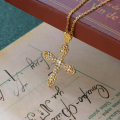 wholesale 925 Silver New Mulan Cross Necklace Women's Collarbone Chain Korean Minimalist Zircon Inlaid Jewelry-0-0