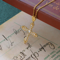 wholesale 925 Silver New Mulan Cross Necklace Women's Collarbone Chain Korean Minimalist Zircon Inlaid Jewelry-Cross Zircon Necklace 925 Silver