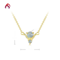 wholesale S925 Silver Korean Style Round Synthetic Opal Necklace Women's White Opal Simple Fashion Jewelry Necklace-0-4