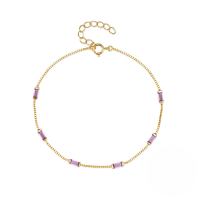 wholesale 925 Sterling Silver Small Luxury Extra Sparkly Colorful Zircon Bracelet, Trendy And Versatile-Gold-Purple Diamond 925 Silver