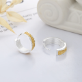 wholesale S925 Sterling Silver and Gold-Plated Irregular Pattern with Textured Ear Clasps, Fashionable and Personalized Korean Luxury Style-0-2