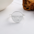 wholesale S925 Sterling Silver Korean Style Minimalist Ins-Themed Round Ring Face with Curved Design Versatile Open-End Ring-0-1