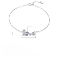 wholesale S925 Sterling Silver Light Luxury Natural Amethyst Bracelet for Women, European and American Style Princess Charm LOVE Letter Bracelet-0-4