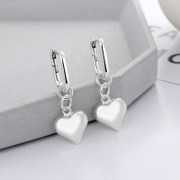 wholesale 925 Sterling Silver Korean and Japanese Style Heart Pendant Long Drop Earrings, Ins Trendy Sweet and Elegant Women's Jewelry-230FR/approximately 5.8g/pair>925 silver