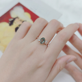 wholesale 925 Sterling Silver Rose Gold Gemstone Ring, Fashionable and Unique High-Quality Natural Moss Agate Ring for Women, Does Not Fade-0-2