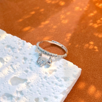 wholesale 925 Sterling Silver Butterfly Beaded Ring for Women, Korean Style, Ins Small and Unique Design, Fashionable and Personalized Index Finger Ring, Adjustable Gift-Butterfly pendant ring/approx. 2.14g&gt;JZ016569 sterling silver