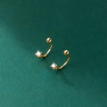 wholesale S925 Silver Minimalist Single Diamond Ear Hook for Women, Korean Style Summer Small Spiral Elegant Line Ear Studs G9368-0-0