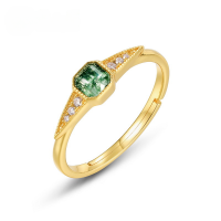 wholesale S925 Sterling Silver Vintage Light Luxury Moss Agate Ring, Palace Style Water Grass Agate Ring with Niche Design-Green moss Opening adjustable