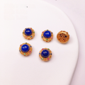 wholesale S925 Gold-Plated Silver Natural Lapis Lazuli Gourd Square Prism Four-Leaf Clover Accessory DIY Semi-Finished Bracelet Necklace Strand Charms-0-11