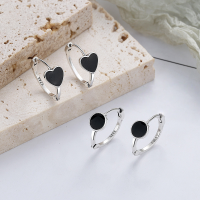wholesale S925 Sterling Silver Korean Style Ins Minimalist Mini Black Heart Drip Glaze Ear Studs Small Niche Versatile Ear Clips-YFR090/round about 2 grams 925 silver