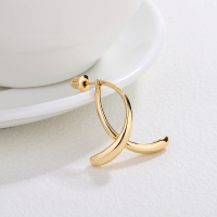 wholesale Metal material minimalist and stylish versatile crossover ear studs for women, elegant and uniquedesign trendy ear accessories-xb535-Antique Gold (single)