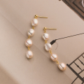 wholesale S925 Sterling Silver Baroque Pearl Tassel Earrings, Ins Style Design, Light Luxury Earrings for Women, M03398-0-2