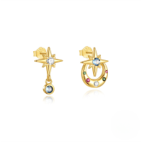 wholesale S925 Sterling Silver New Love Flower Moon Zircon Tassel Earrings,-Gold#4 925 silver