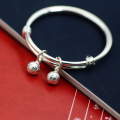 wholesale 9999 Pure Silver Solid Round-bell Baby Bracelet with Bells for Boys and Girls, Children's Festival Gift-0-11