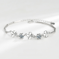 wholesale S925 Sterling Silver Four-Leaf Clover Diamond-Inlaid Bracelet for Women, Unique High-End Design, Valentine's Day Gift for Girlfriend-0-5