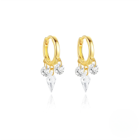 wholesale S925 Sterling Silver Super Sparkling Zircon-inlaid Versatile Hoop Ear Clasp,-Gold 925 silver