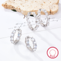wholesale Metal material: 925 Sterling Silver Fashionable and lightweight luxury high-end earrings for women, full circle irregular zirconia ear hoops, cross-border hot-selling jewelry-0-3