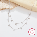 wholesale 925 Sterling Silver Cross-border Exclusive Women's Versatile High-end Double Layer Minimalist Zircon Necklace-0-2