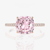 wholesale 925 Silver Jewelry 10*10mm High Carbon Diamond 5 Carat Fat Square Pink Diamond Ring Engagement Proposal Wedding Women's Ring-Pink 10*10【R-0947】>No. 6