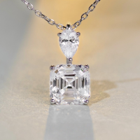 wholesale S925 Sterling Silver Women's Waterdrop Square Square Zircon High Carbon Zircon Choker Necklace TikTok Live Best Seller-White earrings 925 silver