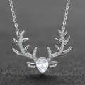 wholesale S925 Sterling Silver Cross-Border Women's Necklace Wholesale Korean Style Fashion Personalized "Deer with You" Pendant Collarbone Chain Drop Shipping-0-1