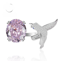 wholesale 925 Sterling Silver with Imported High-Carbon Diamond Powder, 12*14 Pink Diamond Ring for Women, European and American Luxury Fashion Style, New Collection by Mu Jing Jewelry-R636 Pink Diamond No. 9