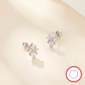 wholesale S925 Sterling Silver Rhombus Inlaid Zircon Shell Pearl Spiral Ear Cap Stud Earrings Fashion Sweet Small Exquisite Cute Earrings-0-1