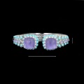 wholesale Sterling Silver Gold-Plated Bracelet with High-Carbon Diamonds, Turquoise, and Amethyst Cabochon High-End Jewelry Versatile Accessory for Women-0-1