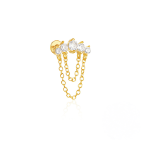 wholesale S925 Sterling Silver Tassel Flexible Marquise Zircon Ear Piercing-Single gold #3