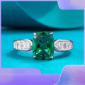 wholesale S925 Silver Zhu Zhifan New 7*9 Fat Square Nano Green Ring for Women, Daily Luxury Versatile Band-0-0