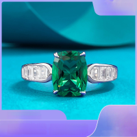 wholesale S925 Silver Zhu Zhifan New 7*9 Fat Square Nano Green Ring for Women, Daily Luxury Versatile Band-R1096 Emerald Ring  Size 7