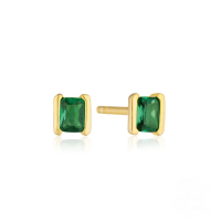 wholesale S925 Sterling Silver Rectangle Zircon Stud Earrings,-Gold-Green Diamond 925 Silver