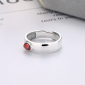 wholesale S925 Silver Retro Fashion Blood Amber Natural Stone French Luxury Style Niche Design Versatile Open-End Ring-0-2