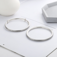 wholesale Sterling silver S990 vintage antique matte finish auspicious cloud pattern push-pull design open bangle bracelet from Yunchaoxuan-YS186W/A approx. 19.9g pure silver