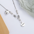 wholesale S925 Sterling Silver Korean Dongdaemun Circle Chain Link Heart Pendant Letter Charm Necklace-0-0