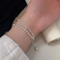 wholesale S925 Sterling Silver Minimalist Versatile Multi-layer Bead Bracelet for Women, Small Design Sense Advanced Hand Accessory-0-4