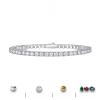 wholesale S925 Sterling Silver Moissanite Tennis Bracelet Necklace Set for Women and Men, New Style, Hot Selling in Foreign Trade, Ready to Ship-2mm Moissanite (Uncut) 16.5cm (approximately 6.5 inches) (Hot Seller)