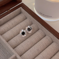 wholesale S925 sterling silver geometric black metal earrings for women, Korean Dongdaemun spring and summer new arrivals, simple and elegant-0-3