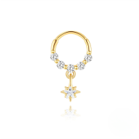 wholesale S925 Sterling Silver Marquise Pendant With Zircon, Natural Stone, Flat Head Threaded Ear Bone Clip, Hoop, Popular Nose Ring-Single gold #4