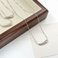 wholesale S925 Sterling Silver Solid Little Eggplant Silver Tube Necklace for Women, Xiaohongshu Viral High-End Niche Collarbone Chain-0-5