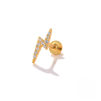 wholesale S925 Sterling Silver 16g Flat Head Threaded Cartilage Ear Piercing Stud, Trendy And Popular In Europe And America, A Stylish Ins Ear Bone Piercing-Single gold-style 4