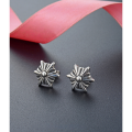 wholesale S925 sterling silver retro floral stud earrings, unisex cross flower chic Korean-style trendy accessories-0-1