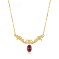 wholesale S925 Sterling Silver Gold-Plated Japanese Exquisite Vintage Natural Garnet Pendant Court-Style Elegant Necklace Wholesale from Manufacturer-0-0