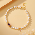 wholesale 925 Sterling Silver Ins Style Small and Unique Violet Natural Freshwater Pearl Bracelet for Women, Luxurious and High-End-0-0